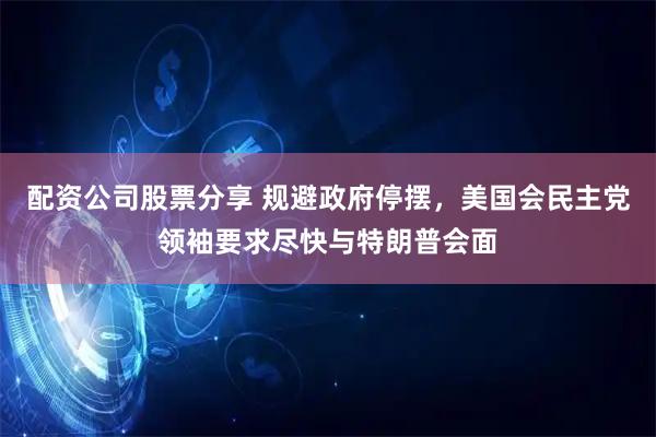 配资公司股票分享 规避政府停摆，美国会民主党领袖要求尽快与特朗普会面