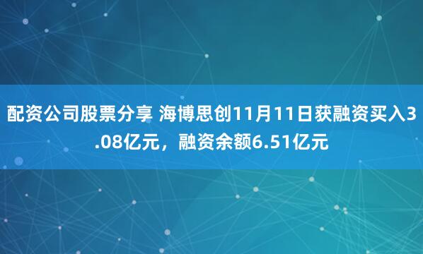 配资公司股票分享 海博思创11月11日获融资买入3.08亿元，融资余额6.51亿元