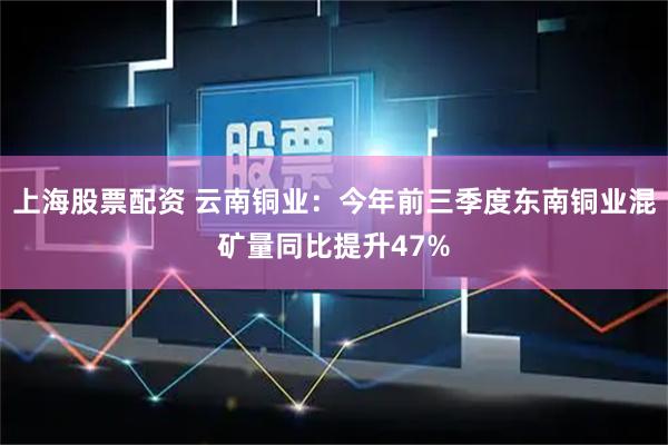 上海股票配资 云南铜业：今年前三季度东南铜业混矿量同比提升47%