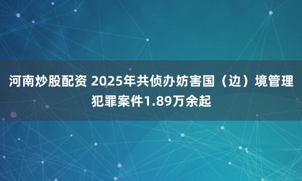 河南炒股配资 2025年共侦办妨害国（边）境管理犯罪案件1.89万余起